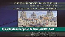 [Popular] Recursive Models of Dynamic Linear Economies Kindle Free