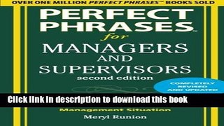 [Popular] Perfect Phrases for Managers and Supervisors, Second Edition Paperback Free