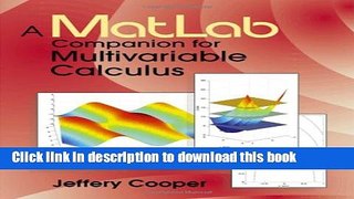 [Download] A Matlab Companion for Multivariable Calculus Kindle Collection