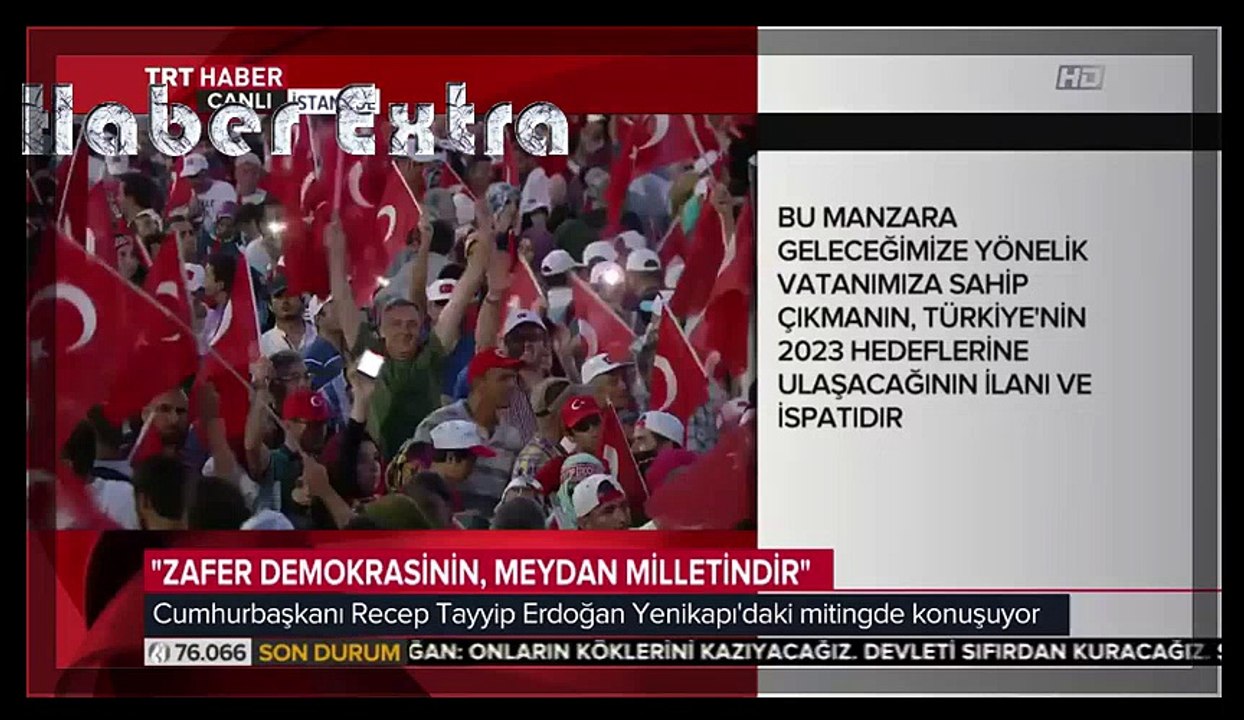 Erdoğan'dan, Yenikapı'da Atatürk'ün Sorusu "Ey Milletim. Sen Esaret ve Zilleti Kabul Eder misin"