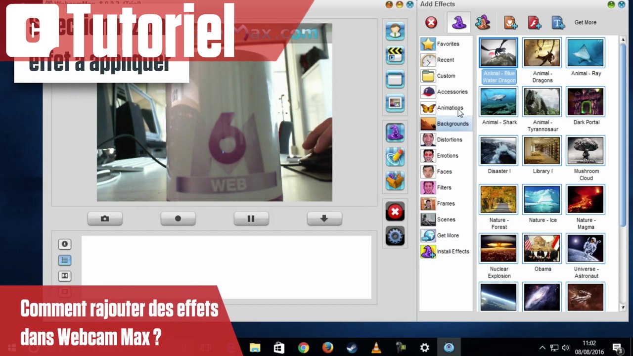 Comment rajouter des effets danw WebcamMax ?