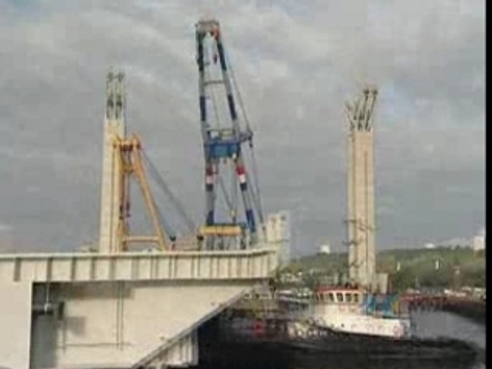 6e pont de Rouen, pose des tabliers