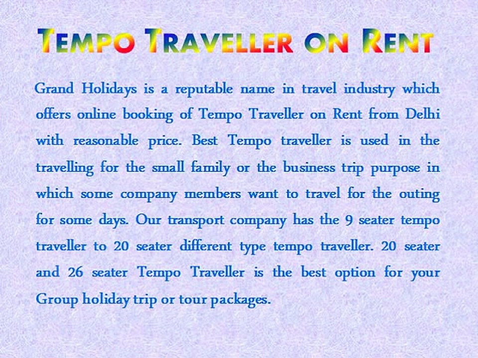 20 seater Tempo Traveller on Rent