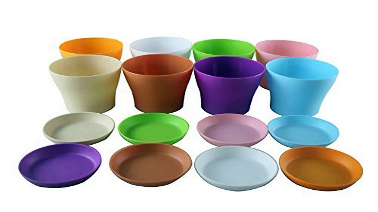 Truedays 4 Mini Plastic Flower Seedlings Nursery Pot Planter Flower Pot wit