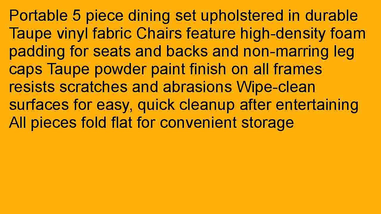 Meco 5 Piece Folding Table and Chair Set Taupe Frame and Taupe Vinyl Uphols