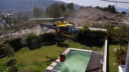 Piloto de Helicóptero dá show enquanto combate um incêndio em Braga