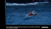 Elle fait du surf près de coulées de lave d’un volcan en éruption à Hawaii