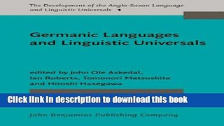 Books Germanic Languages and Linguistic Universals Full Online