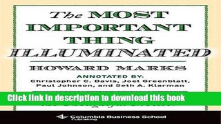 [Popular] The Most Important Thing Illuminated: Uncommon Sense for the Thoughtful Investor