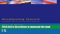 Ebook Analysing Genre: Language Use in Professional Settings Free Online