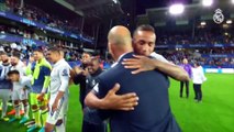 Zidane felicita a sus jugadores tras ganar la Supercopa