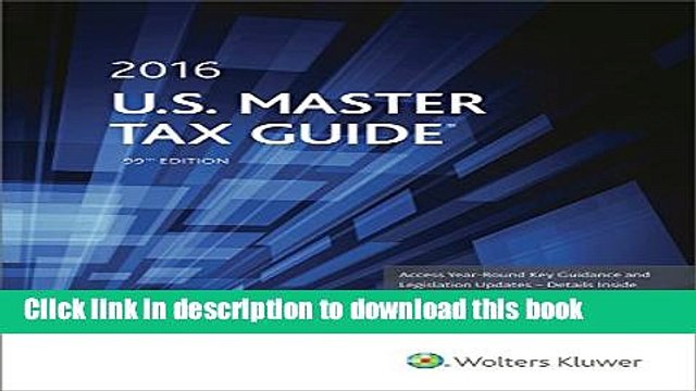 [PDF Kindle] U.S. Master Tax Guide (2016) Free Books