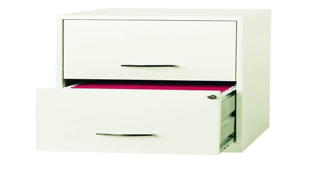 Space Solutions 2 Drawer File Cabinet 22 Inch Deep Black