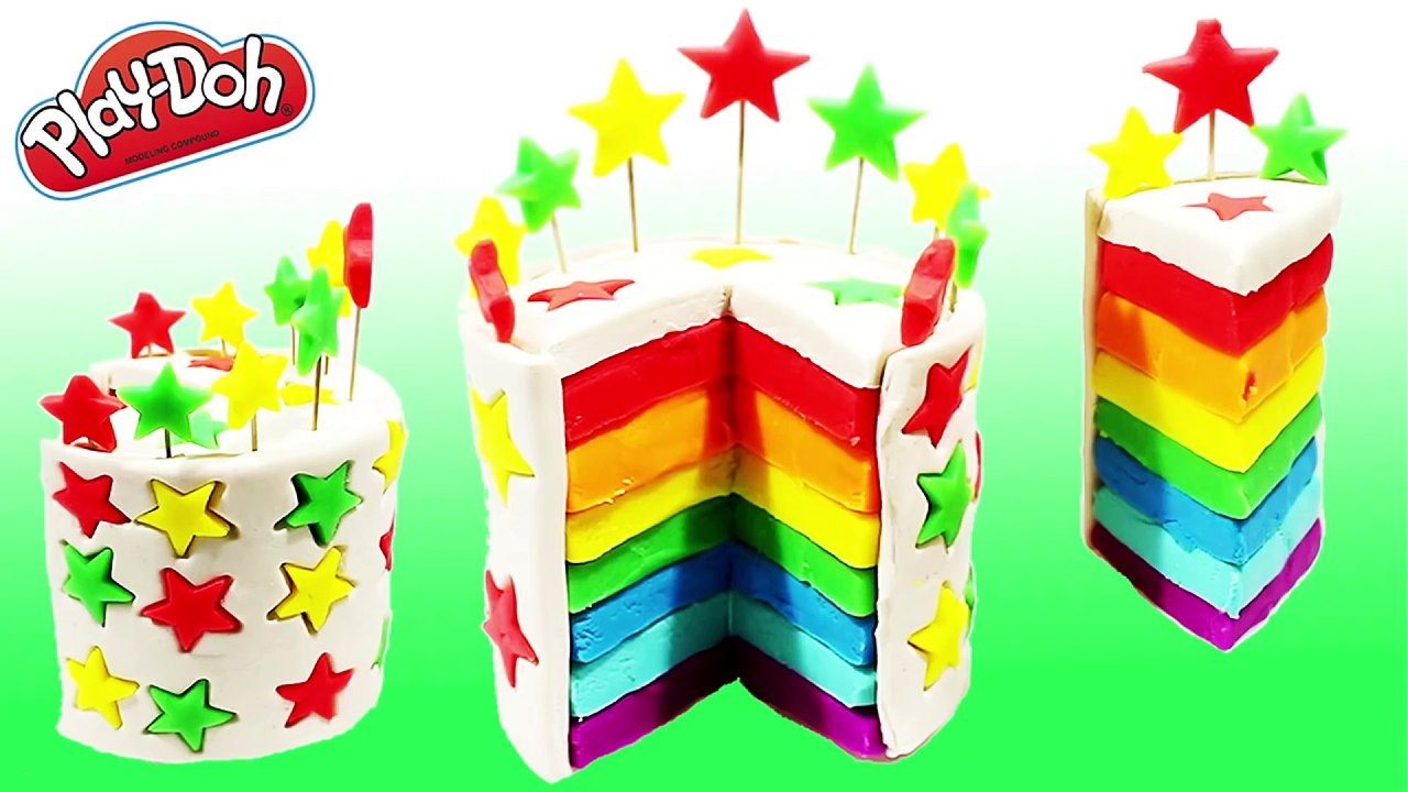 Play Doh Colorful Star Rainbow Cream Cake Peppa Pig Toys Funny Video for Kids