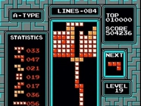 NES Tetris score of 999999 in 03:29.67