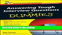 Download Answering Tough Interview Questions for Dummies [Online Books]