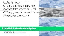 [PDF] Using Qualitative Methods in Organizational Research (Organizational Research Methods)