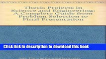 [Popular] Thesis Projects in Science and Engineering: A Complete Guide from Problem Selection to