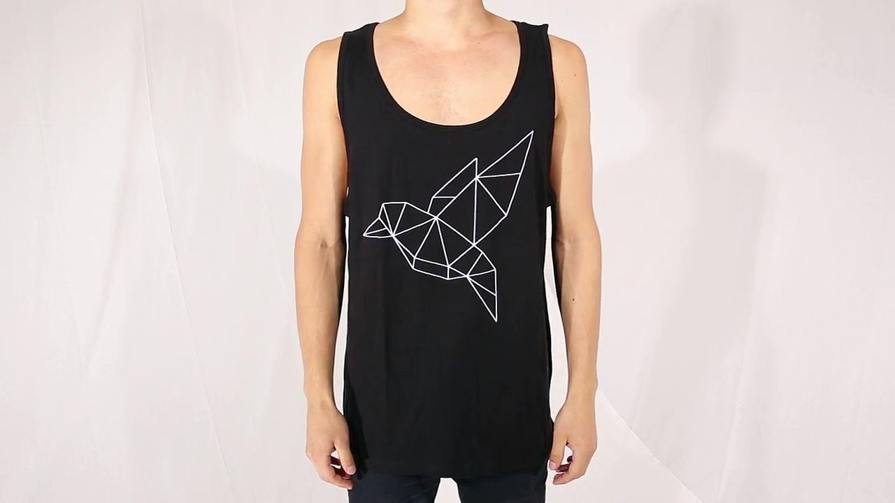PP-Berlin T-Shirt Tank - Origami Vogel schwarz - Men