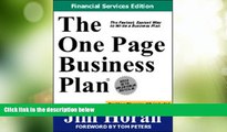 Big Deals  The One Page Business Plan, Financial Services Edition  Best Seller Books Best Seller