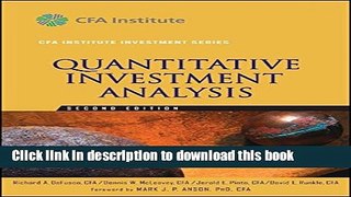 [Download] Quantitative Investment Analysis Kindle Free