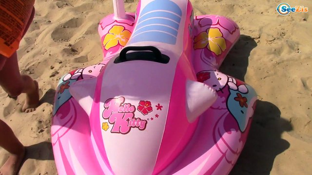 Водный Мотоцикл Хелло Китти, Надувная Акула Плавает на Воде Игры для девочек HELLO KITTY UNBOXING