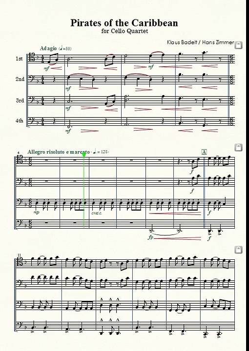 Pirates of the Caribbean（cello quartet）