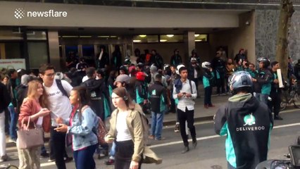 Deliveroo riders protest in London, UK