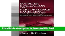 [Download] Supplier Evaluation   Performance Excellence Hardcover Collection