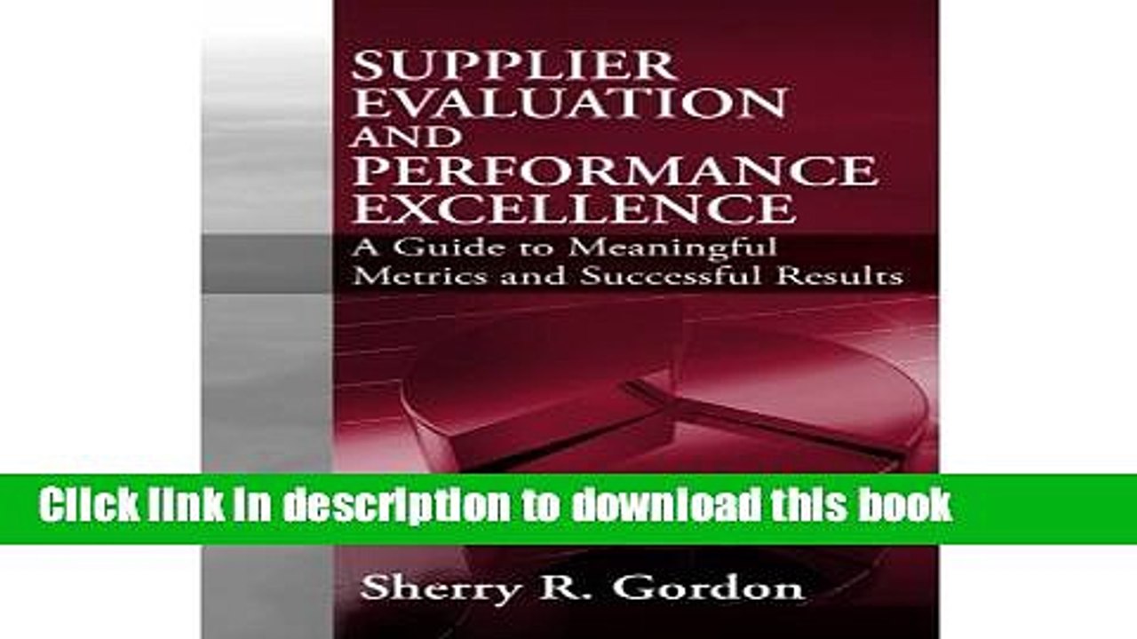 [Download] Supplier Evaluation   Performance Excellence Hardcover Collection