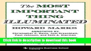 [Popular] The Most Important Thing Illuminated: Uncommon Sense for the Thoughtful Investor