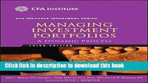 [Popular] Managing Investment Portfolios: A Dynamic Process Paperback Online