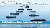 [Popular Books] Methods in Behavioral Research Free Online