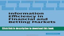 [Popular] Information Efficiency in Financial and Betting Markets Hardcover Free