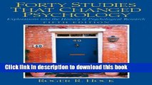 [Popular Books] Forty Studies that Changed Psychology: Explorations into the History of