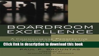 Ebook Boardroom Excellence: A Common Sense Perspective on Corporate Governance Free Online