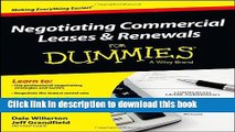 [Popular] Negotiating Commercial Leases   Renewals For Dummies Hardcover Free