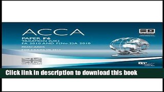 Books Acca - F6 Taxation Fa2010: Passcards Free Online