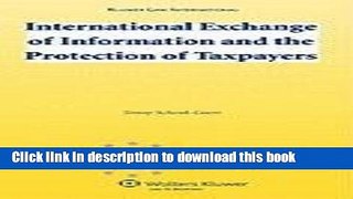 Books International Exchange of Information and the Protection of Taxpayers Free Online