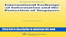 Books International Exchange of Information and the Protection of Taxpayers Free Online