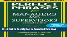 [Popular] Perfect Phrases for Managers and Supervisors, Second Edition Paperback Collection
