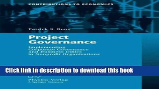 Books Project Governance: Implementing Corporate Governance and Business Ethics in Nonprofit