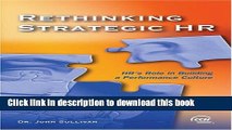 [Popular] Rethinking Strategic HR Hardcover Free