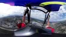 Flying over the city on the wingsuit