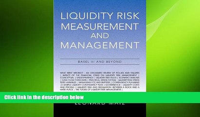 EBOOK ONLINE  Liquidity Risk Measurement and Management: Basel III And Beyond  BOOK ONLINE