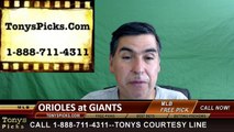 San Francisco Giants vs. Baltimore Orioles Free Pick Prediction MLB Baseball Odds Series Preview