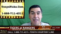 Texas Rangers vs. Detroit Tigers Free Pick Prediction MLB Baseball Odds Series Preview