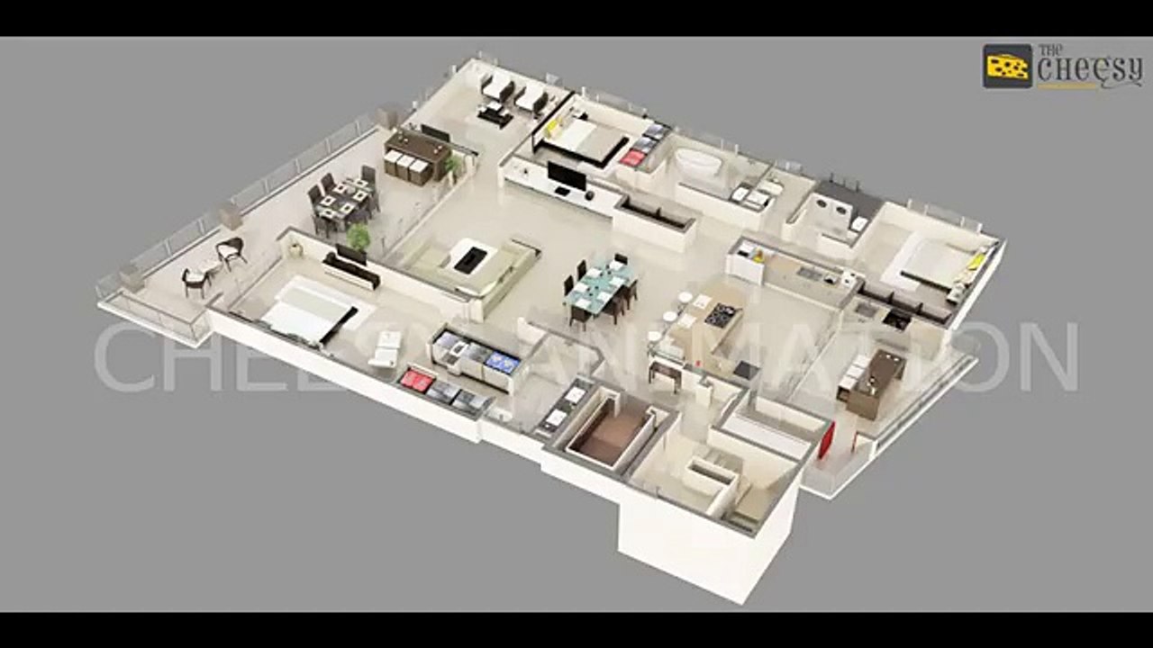3D Building Floor Plan India