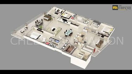 3D Building Floor Plan India