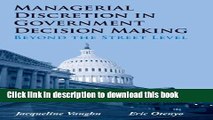 [Download] Managerial Discretion In Government Decision Making: Beyond The Street Level Paperback